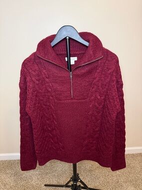Natural Reflections‎ Burgundy Knit Top with Label Detail- Small